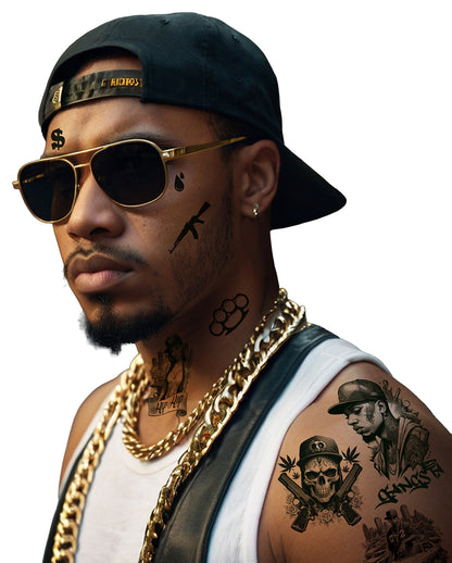 Set De Tatuaje Adhesivo Gang Member