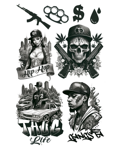 Set De Tatuaje Adhesivo Gang Member