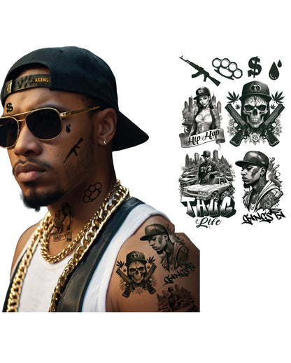 Set De Tatuaje Adhesivo Gang Member