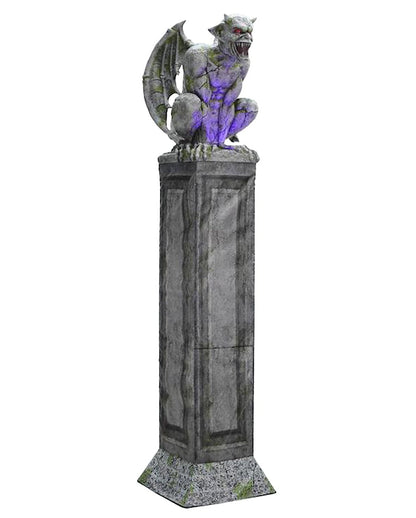 Gargoyle Gatekeeper On Pillar With Light & Sound 244cm