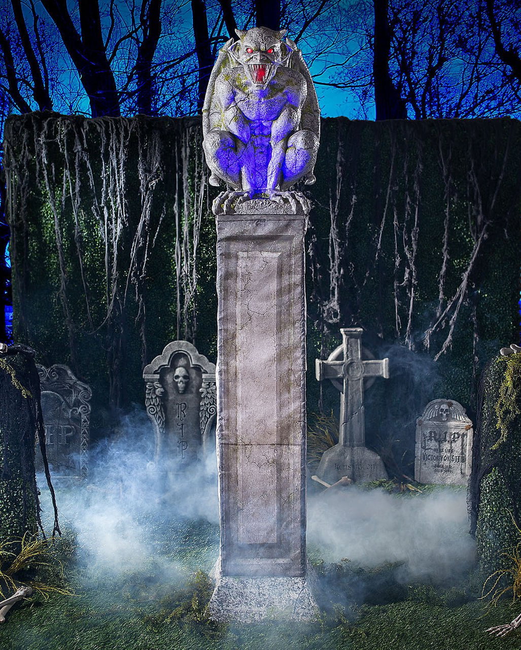Gargoyle Gatekeeper On Pillar With Light & Sound 244cm