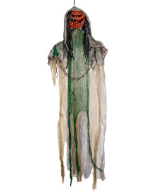 Gefesseltes Kürbismonster mit Sound & Licht Hängefigur 120cm