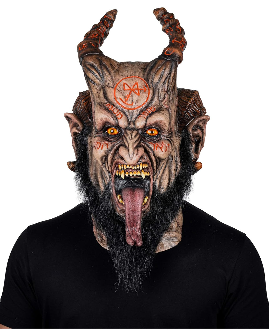 Maschera da diavolo Abadon con corna e barba