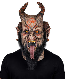 Gehörnte Abadon Teufels Maske mit Bart
