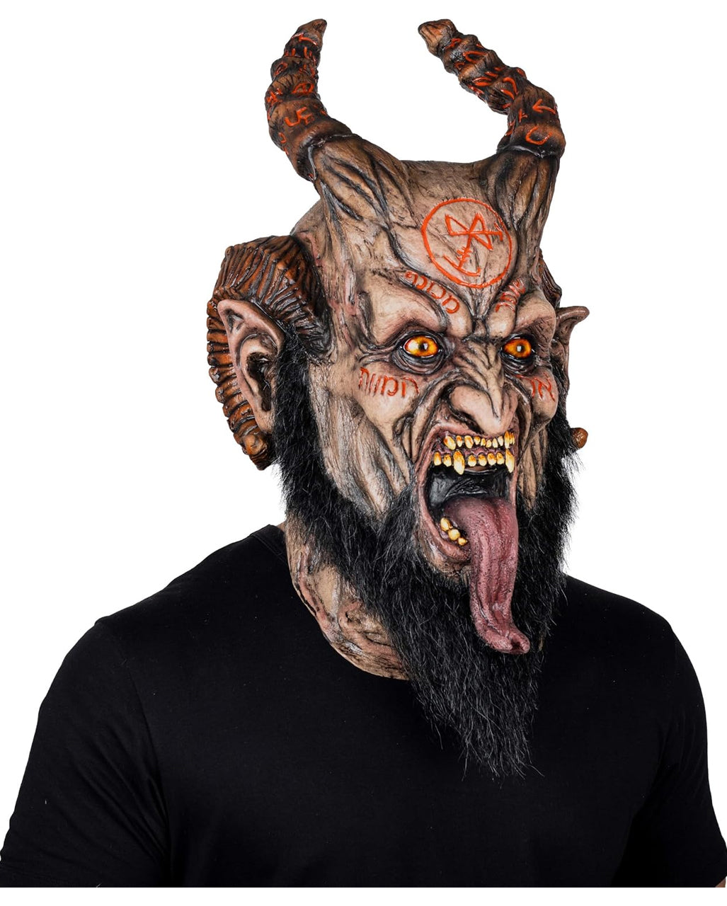 Maschera da diavolo Abadon con corna e barba