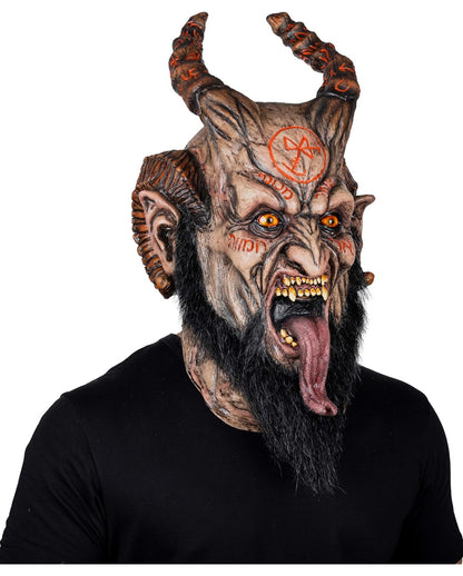 Maschera da diavolo Abadon con corna e barba