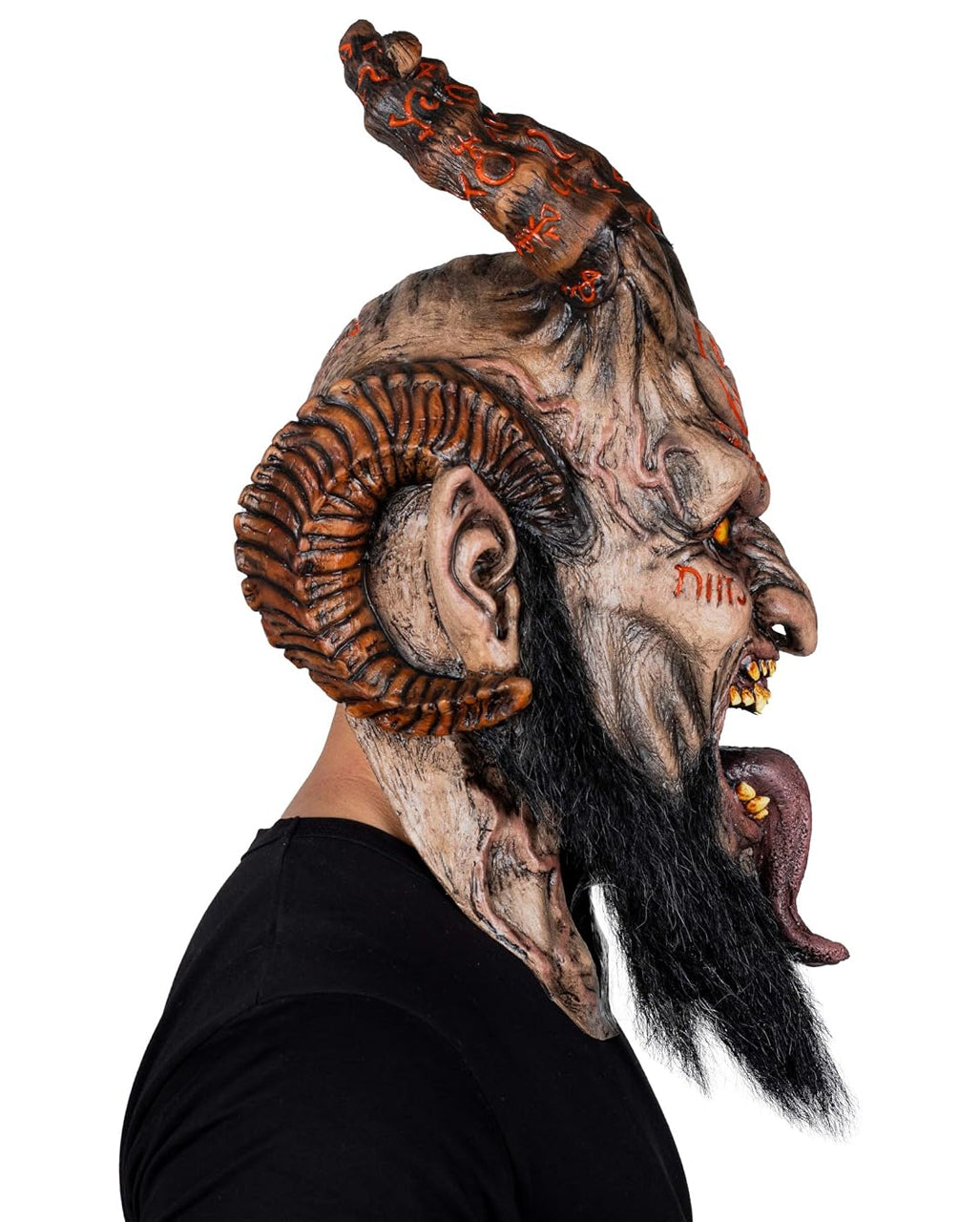 Maschera da diavolo Abadon con corna e barba