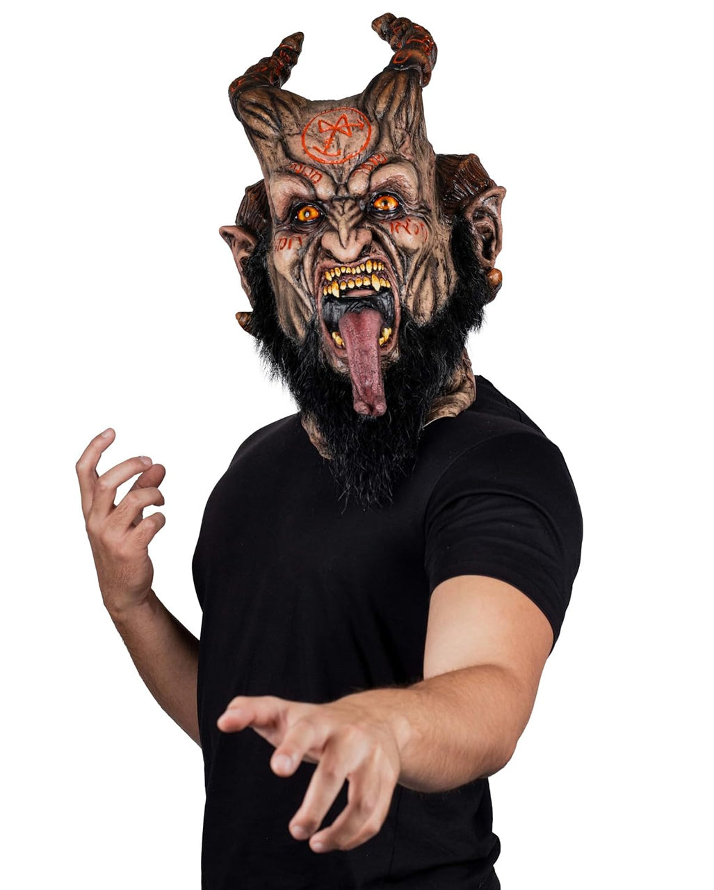 Maschera da diavolo Abadon con corna e barba
