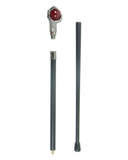 Gehstock mit Drachenklaue & roter Glaskugel 95cm