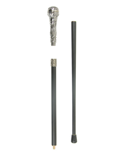Gehstock mit rundem silbernen Knauf 95cm
