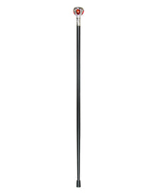Gehstock mit silberglänzendem Knauf & rotem Stein 95cm