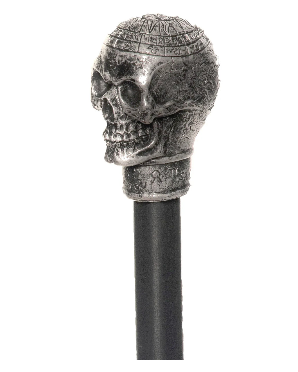 Gehstock mit silbernem Antik Totenkopf