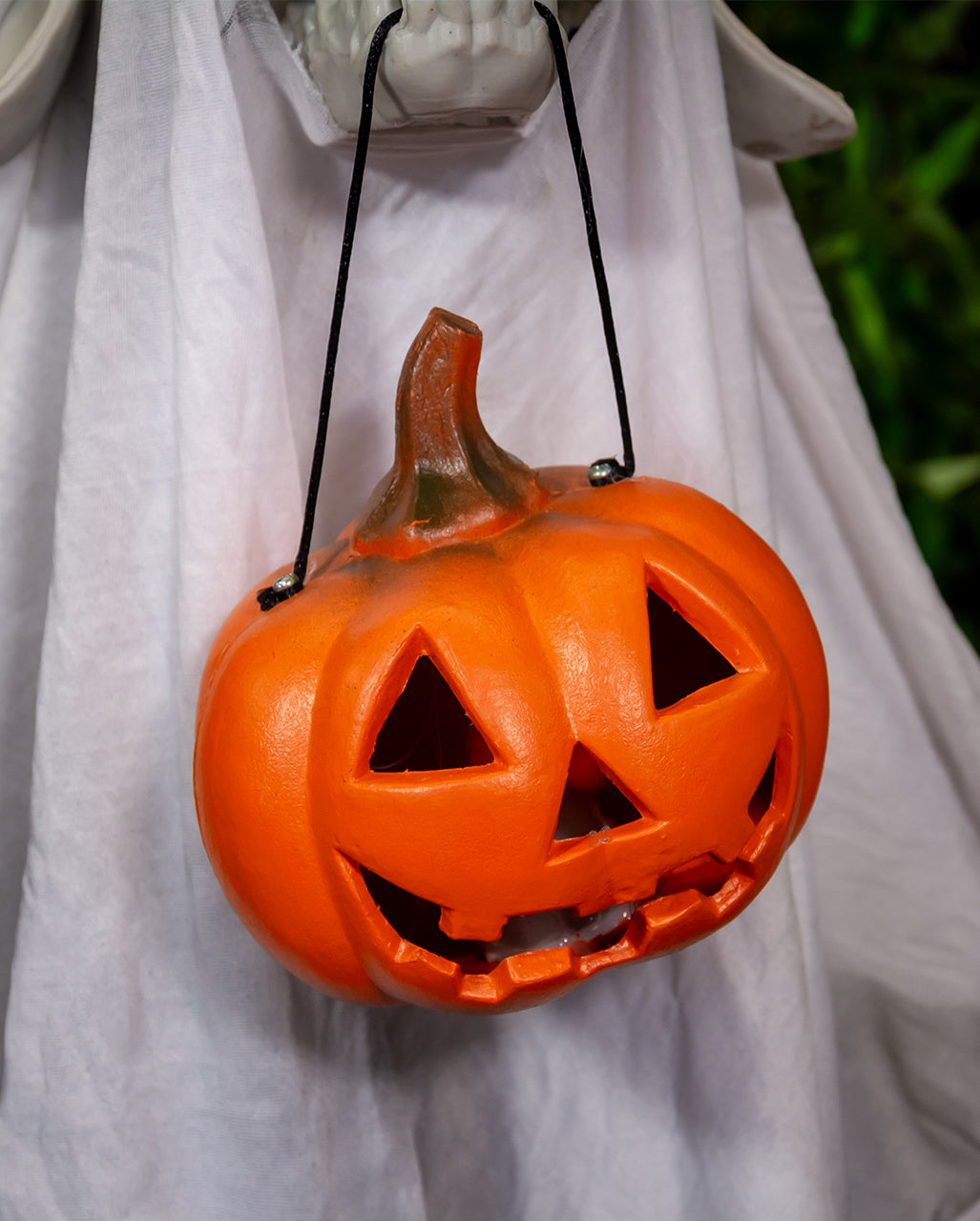 Ghost Dog With Pumpkin Lantern 55cm