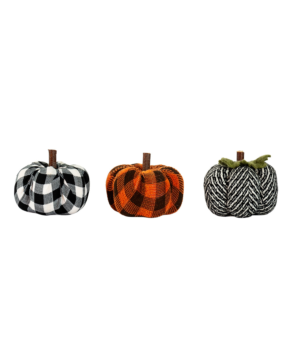 Gemusterte Stoffkürbisse als Deko 3er-Set 9x6cm