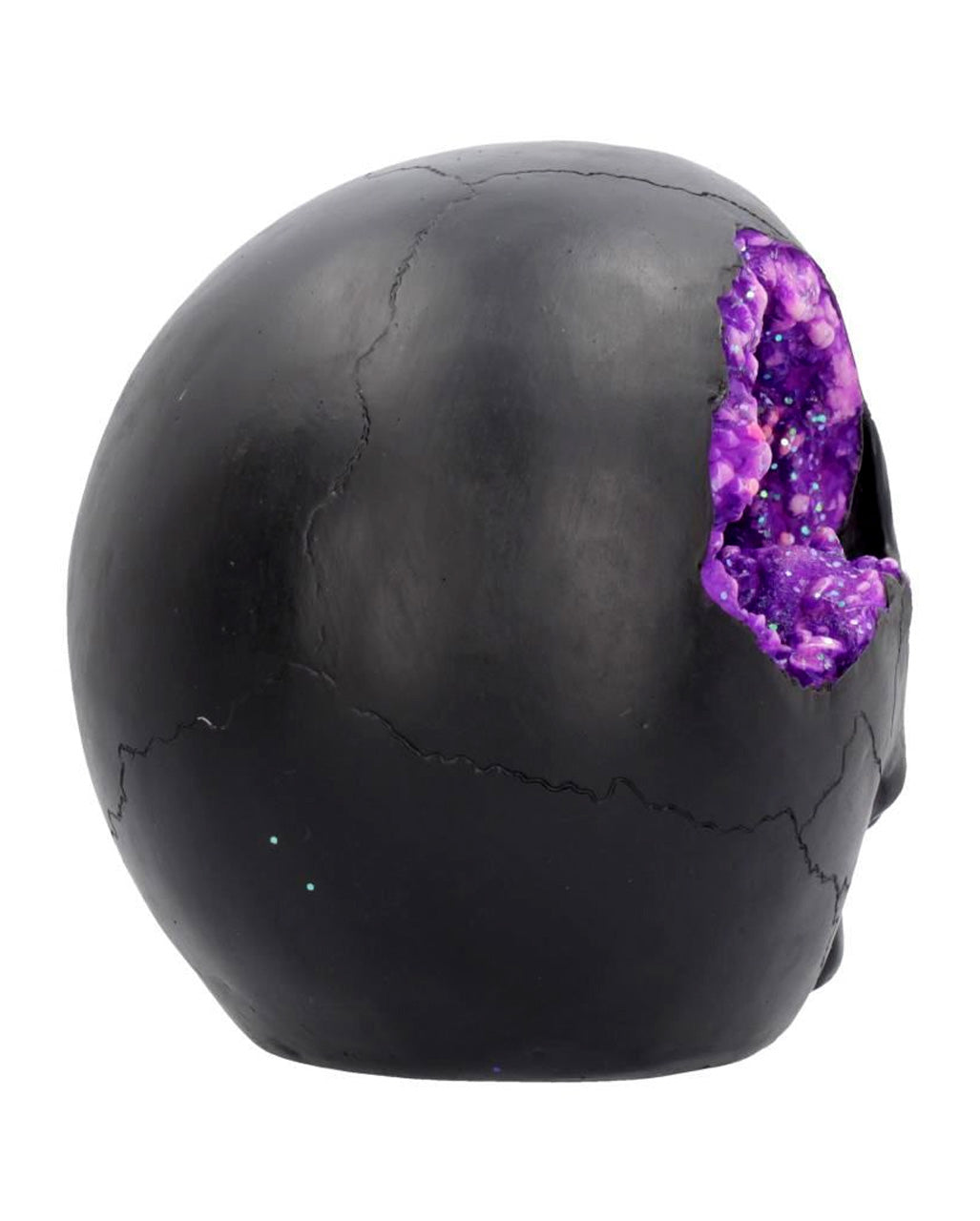 Geode Totenschädel mit Violettem Gothic Glitter