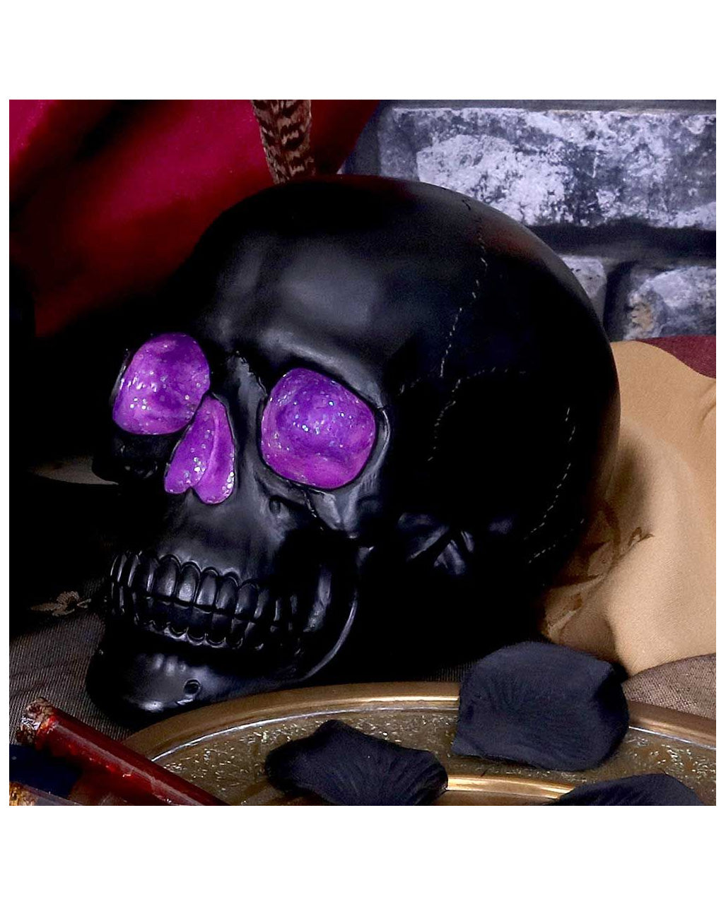 Geode Totenschädel mit Violettem Gothic Glitter