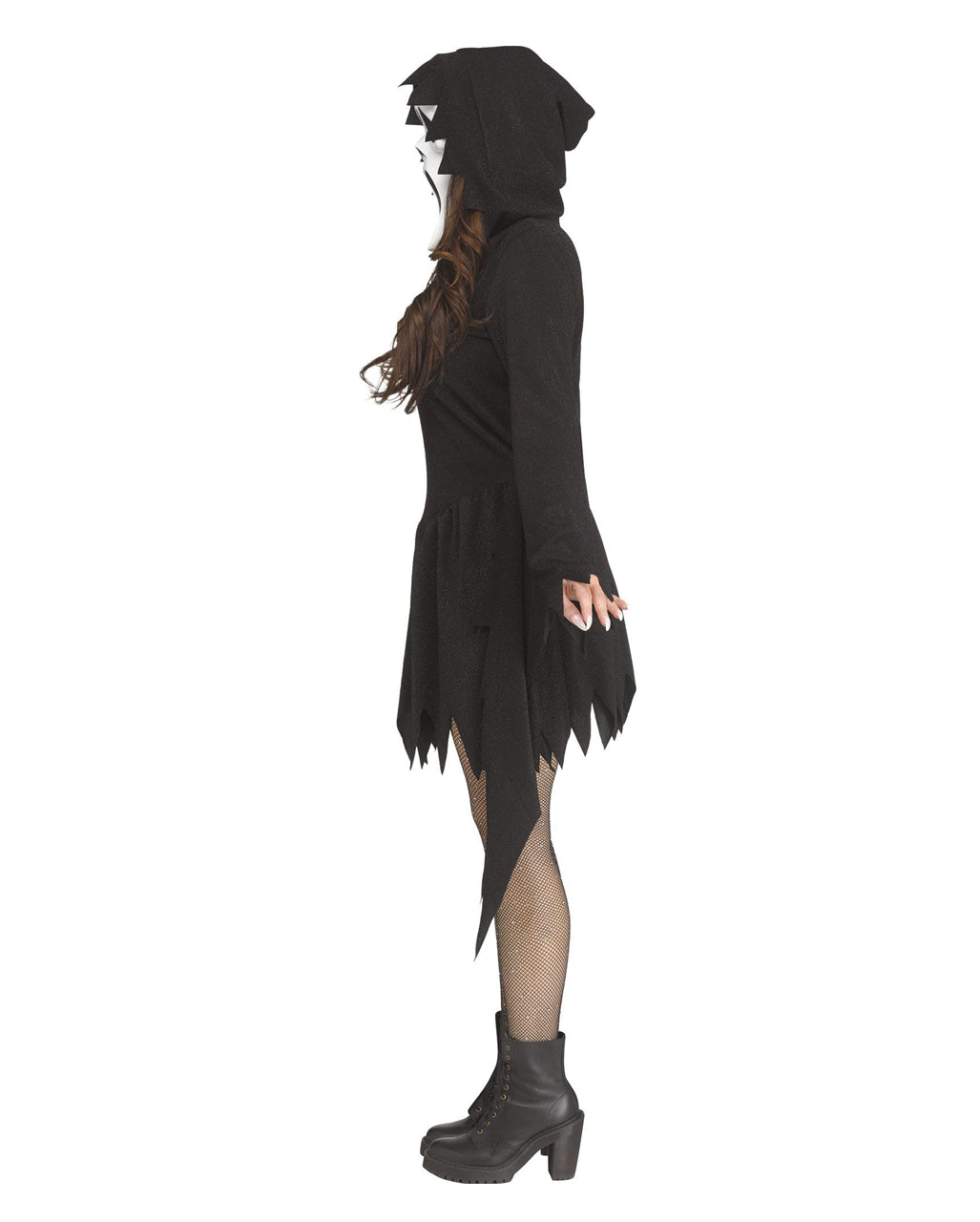 Ghost Face Black Glitter Women's Costume with Mask