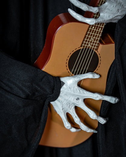 Gitarre spielender Skelett Reaper Animatronic 120cm