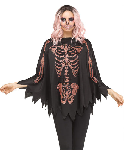 Skelett Glitzer Poncho Rosé Gold