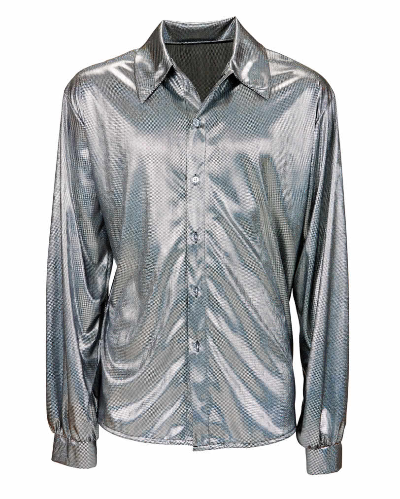 Glitzer Discohemd Silber