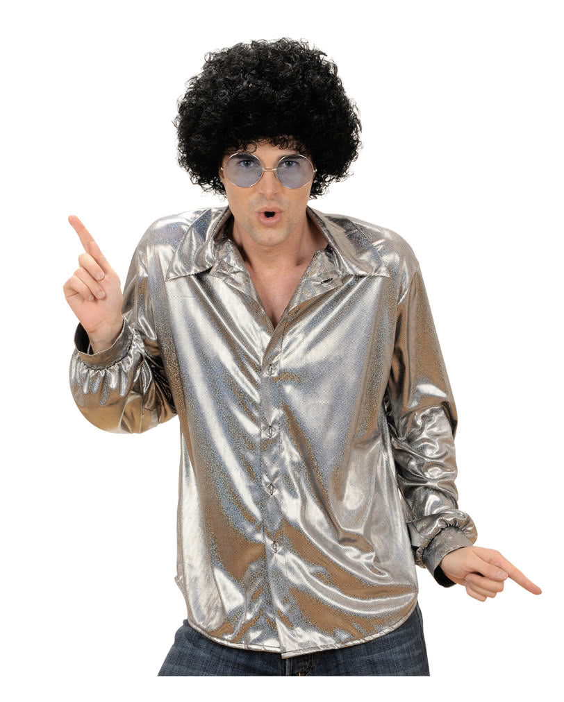 Glitzer Discohemd Silber
