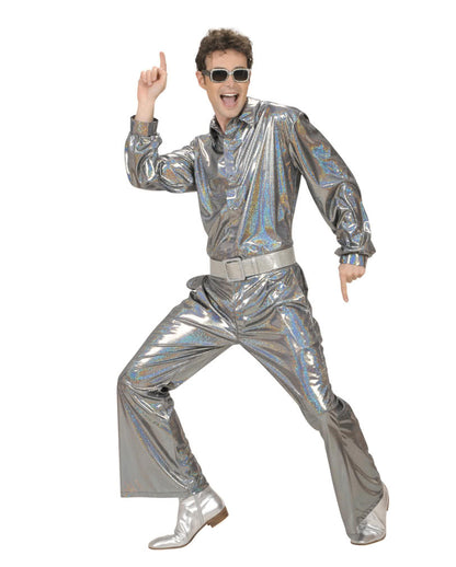 Glitzer Discohemd Silber