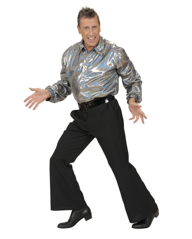 Glitzer Discohemd Silber