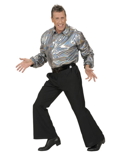 Glitzer Discohemd Silber