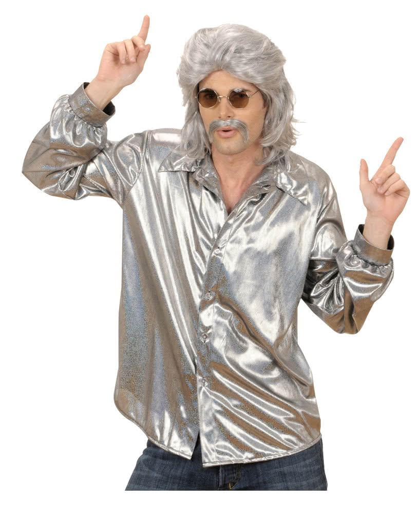 Glitzer Discohemd Silber