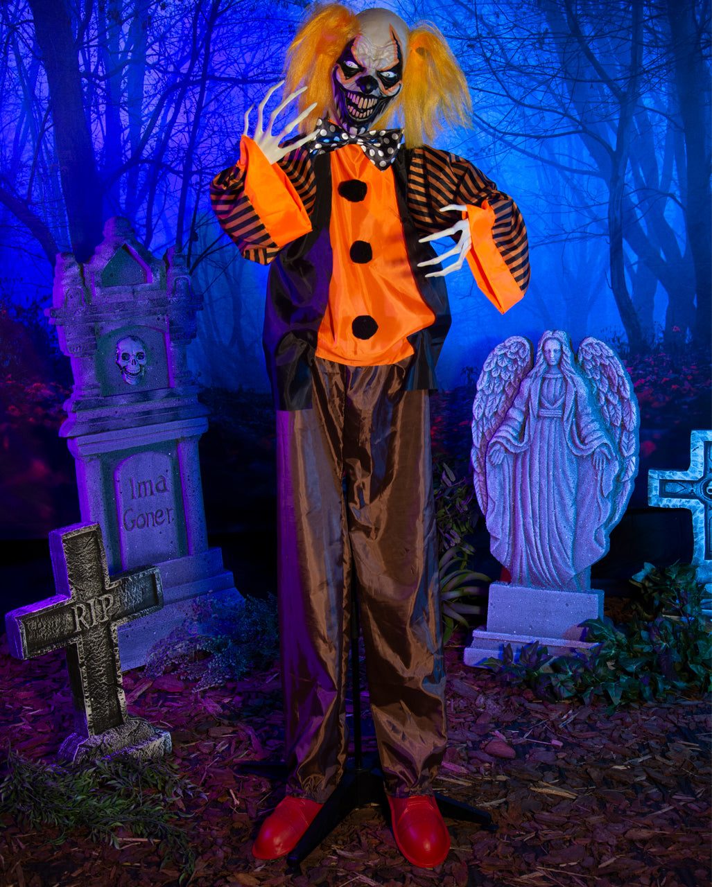 Gnarly Doodle Horror Clown With Movement, Light & Sound 163cm