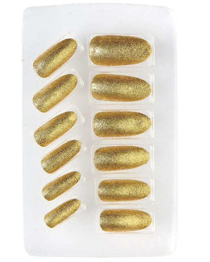 Glitzer Fingernägel Gold 12 St.