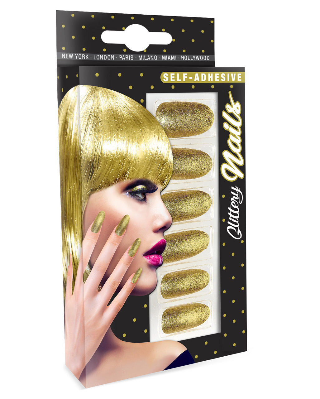 Glitzer Fingernägel Gold 12 St.