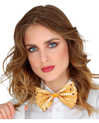 Golden Sequin Bow Tie