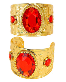 Brazalete Dorado Con Piedras Preciosas Rojas
