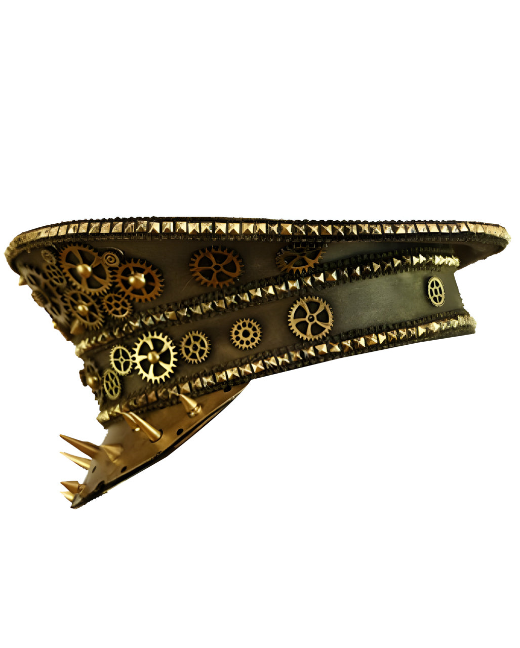 Goldener Steampunk Kapitänsmütze mit Nieten