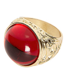 Anillo Vampiro Dorado Con Piedra Roja Rubí