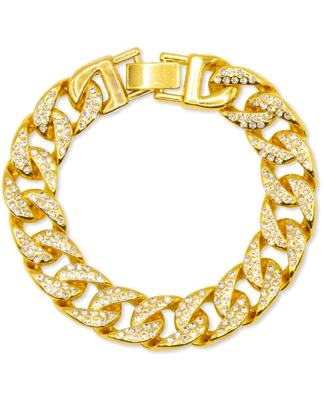 Bracciale hip hop dorato con strass