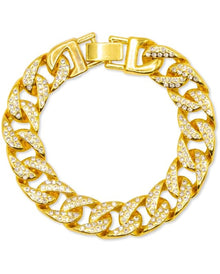 Gold Hip-Hop Bracelet with Rhinestones