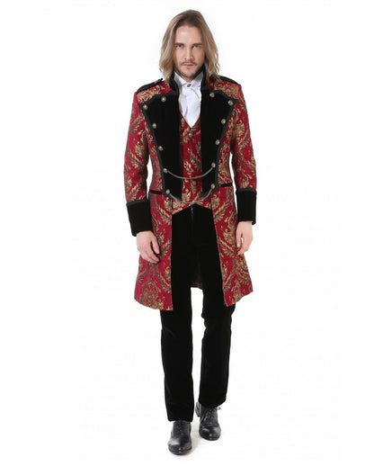 Gothic Aristokrat Herren Mantel Gold Rot