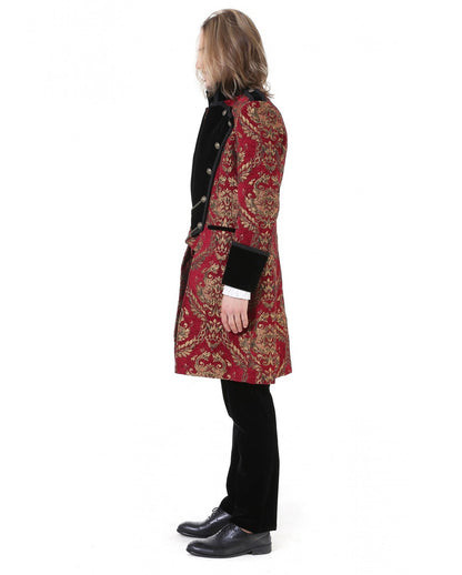 Gothic Aristokrat Herren Mantel Gold Rot