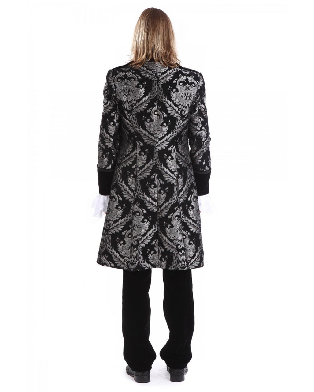 Gothic Aristokrat Herren Mantel Silber Schwarz