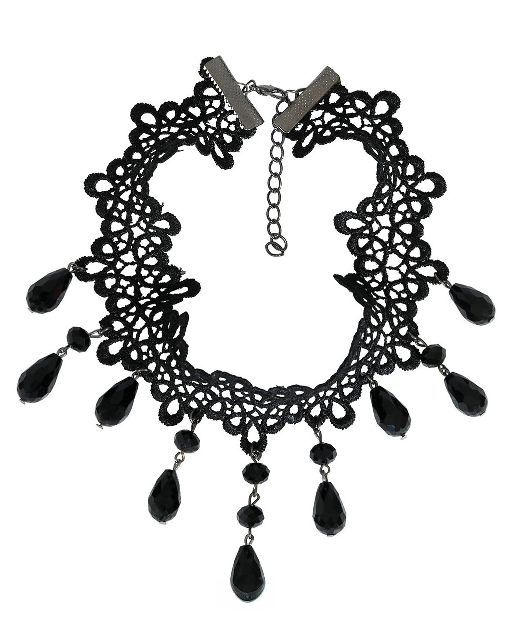 Gothic Barock Halskette mit schwarzen Schmucksteinen