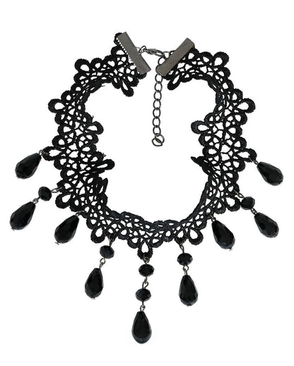 Gothic Barock Halskette mit schwarzen Schmucksteinen