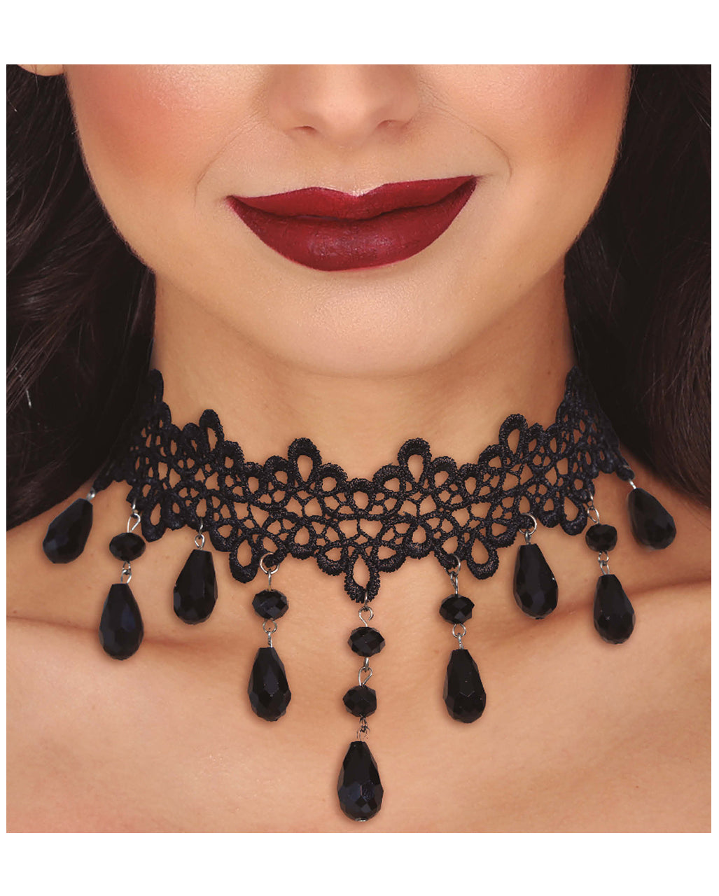 Gothic Barock Halskette mit schwarzen Schmucksteinen