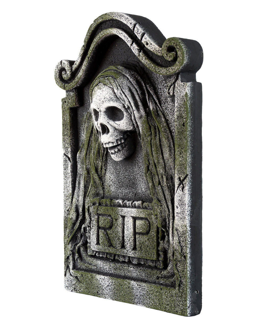 Gothic Grabstein mit Totenkopf Relief 56cm