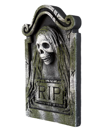 Gothic Grabstein mit Totenkopf Relief 56cm
