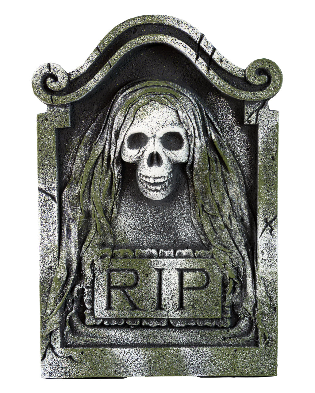 Gothic Grabstein mit Totenkopf Relief 56cm