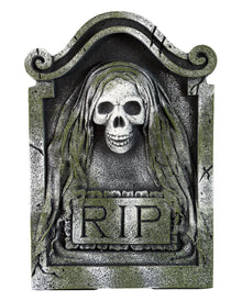 Gothic Grabstein mit Totenkopf Relief 56cm