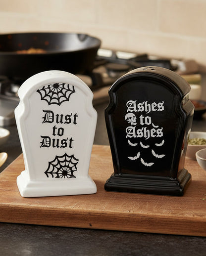 Gothic Grabstein Salz & Pfefferstreuer Set