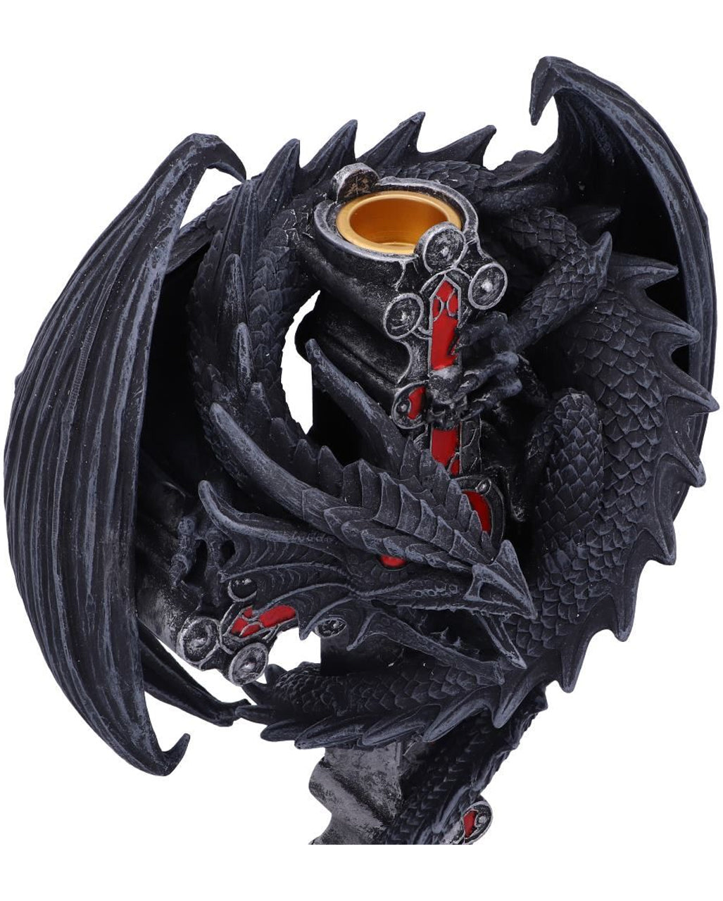 Gothic Drachen Kerzenständer 26,5cm